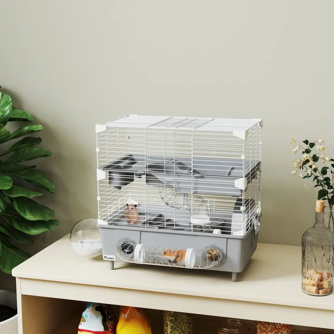 Pawhut Hamsterkooi Grijs - 44,5 x 28 x 44 cm