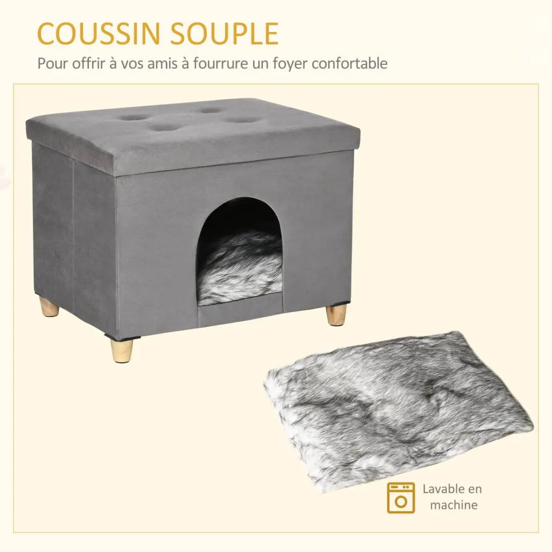 Pawhut Kattenhuis MDF 60x45x44,5cm Grijs