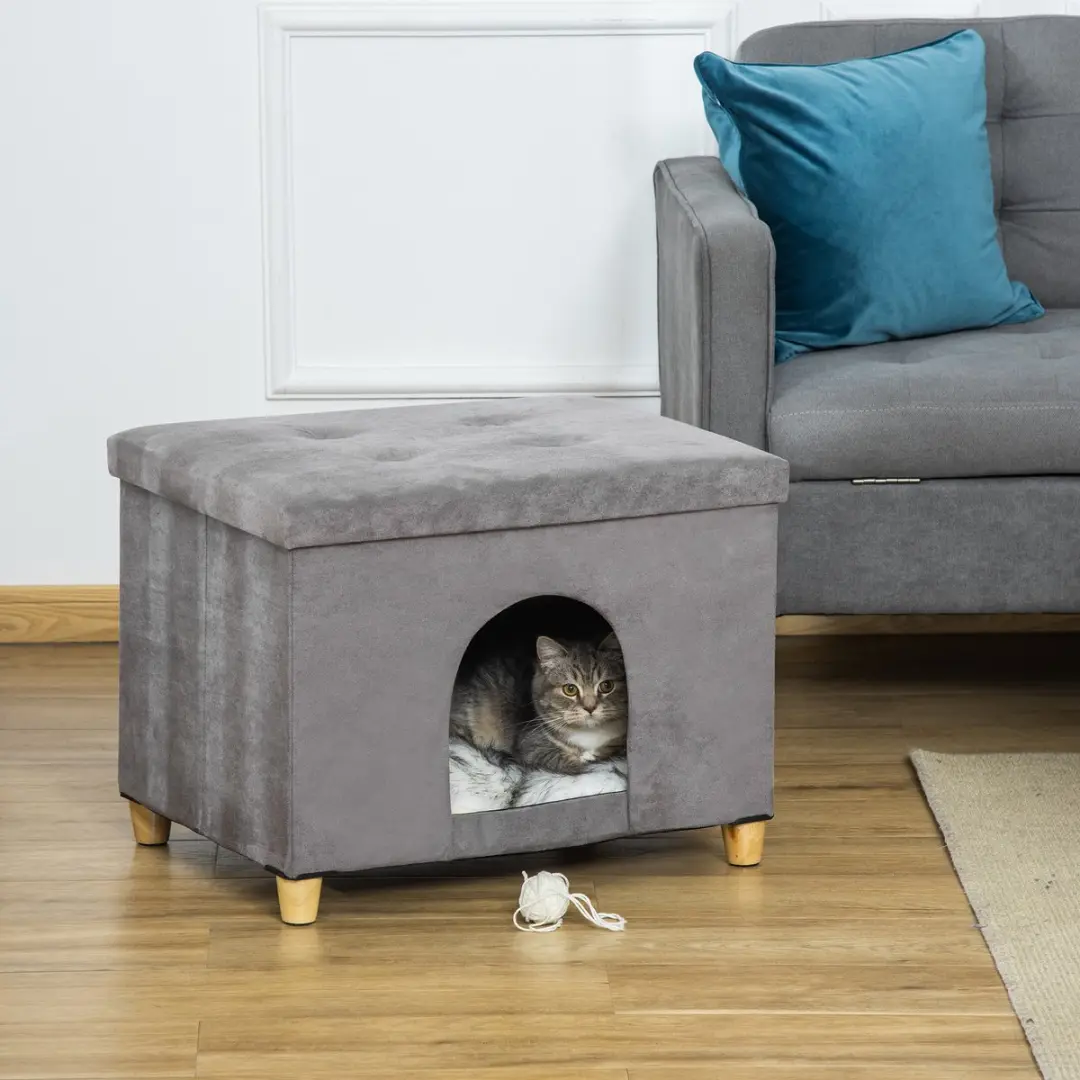 Pawhut Kattenhuis MDF 60x45x44,5cm Grijs