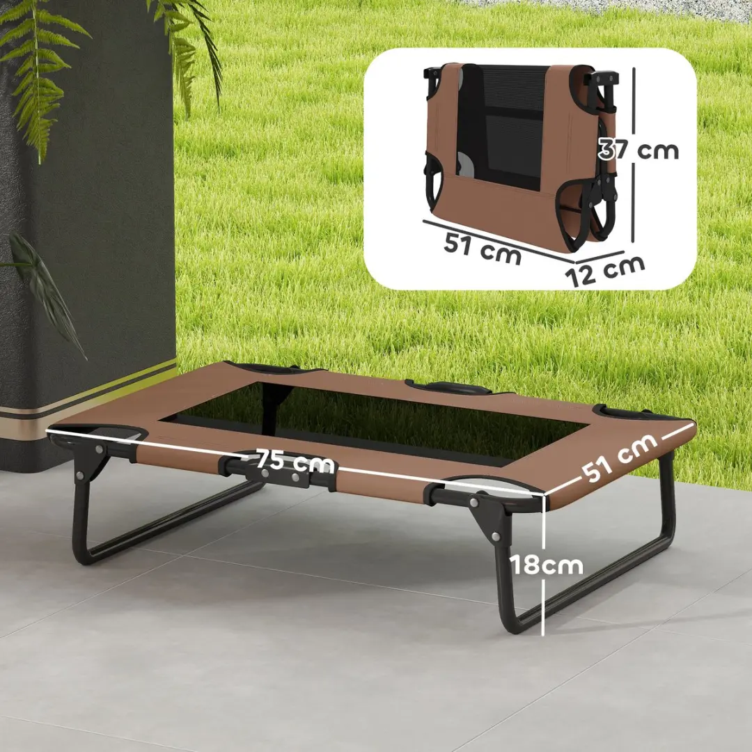 Pawhut Verhoogd Hondenbed 75x51x18cm - Kaffee