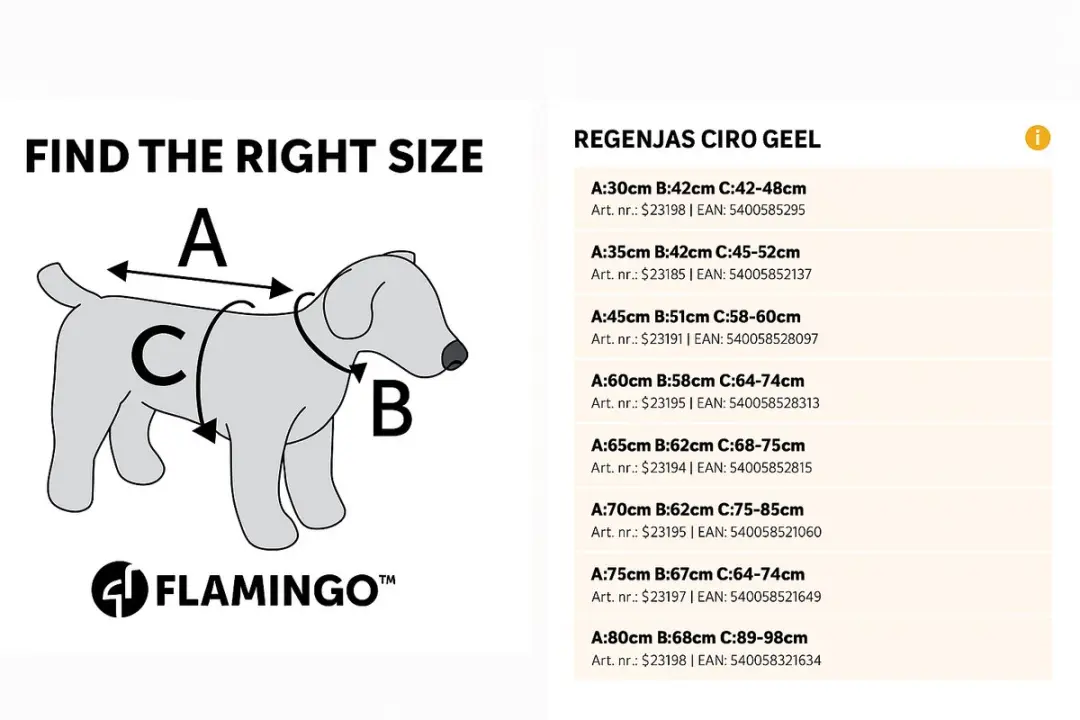 Flamingo Regenjas Ciro Geel - 30cm - XXS