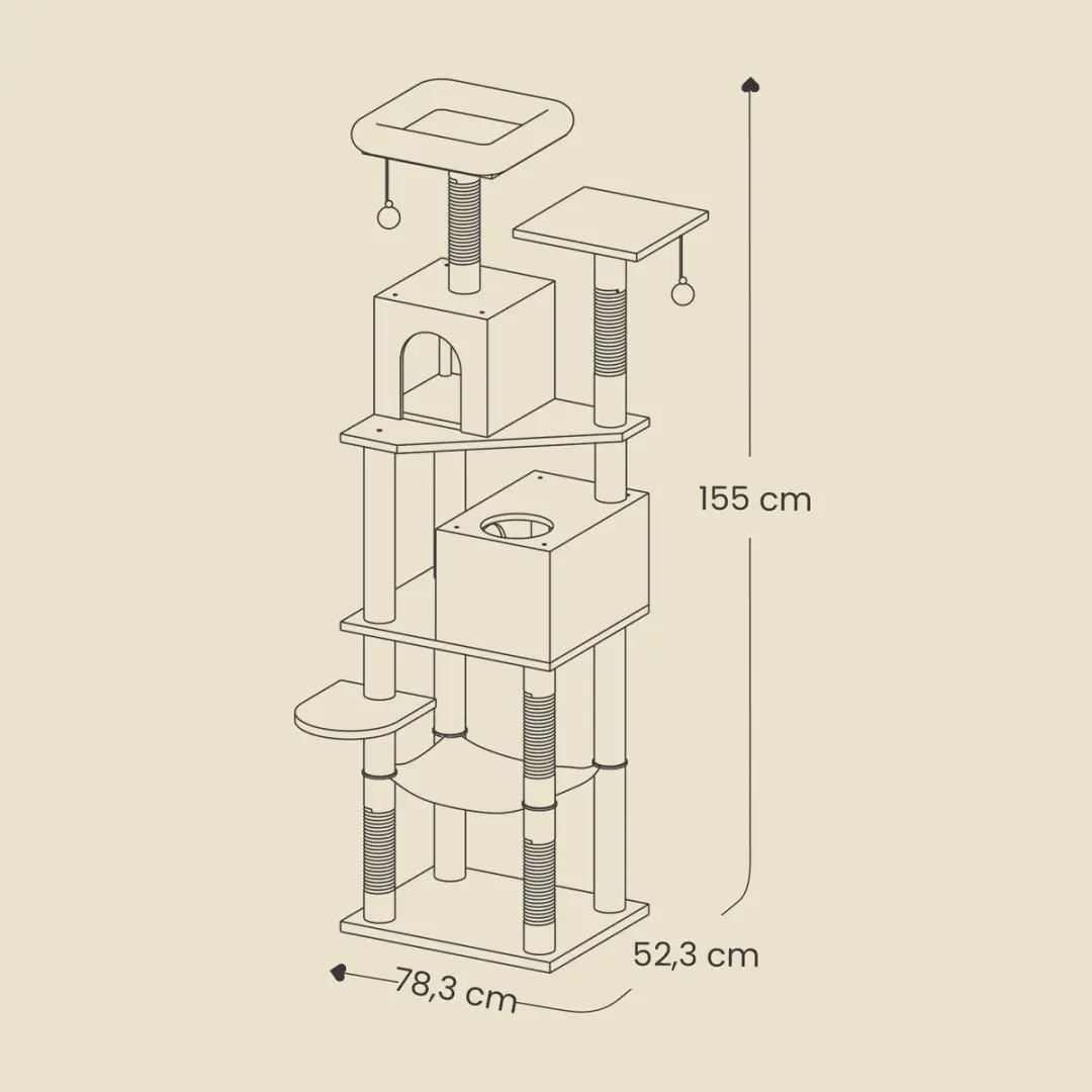 Songmics Krabpaal Hoog Model 155cm - Lichtgrijs