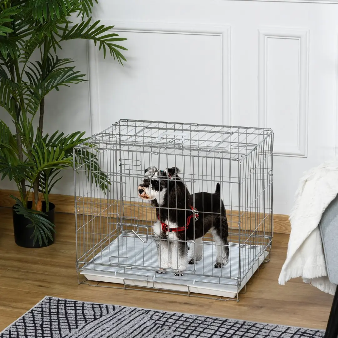 Pawhut Hondenkooi Metaal 61x43x50cm - Zilver