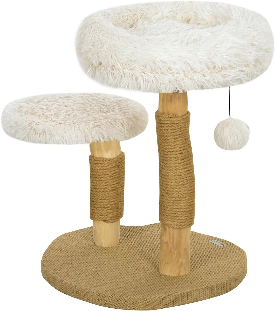 Pawhut Krabpaal met Kattenbed Wit