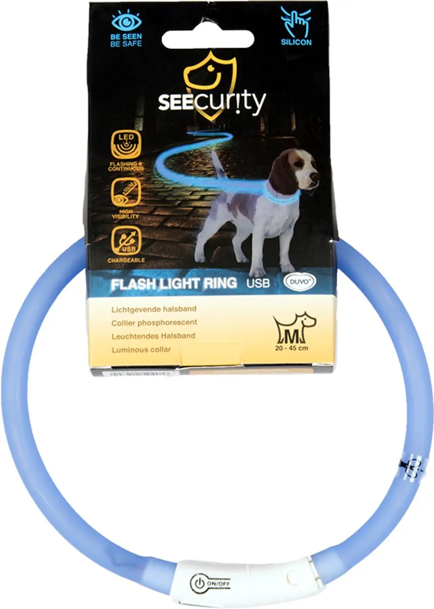 Duvo Dierenkleding Hond Flash Light Ring USB Silicon - Blauw