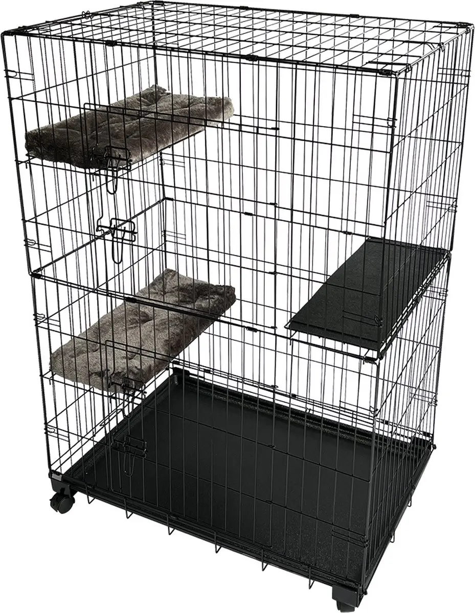 Duvo+ Topline Kattenbench 2-Deuren - Zwart L 107x71x149cm