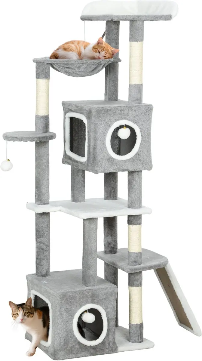 Pawhut Kattenkrabpaal Pluche 48x40x165cm