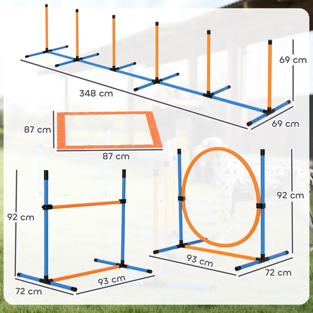 Pawhut Agility Set Honden 7-delig - Blauw/Orange