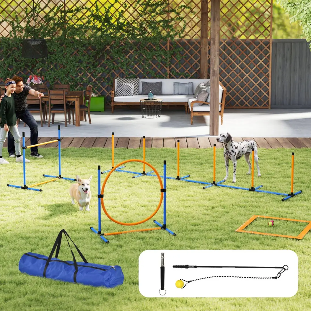 Pawhut Agility Set Honden 7-delig - Blauw/Orange