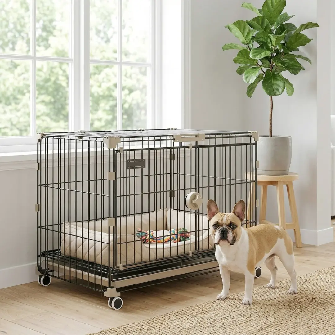 Pawhut Hondenbench Metaal PP 60,5x45,5x54,5cm - Zwart