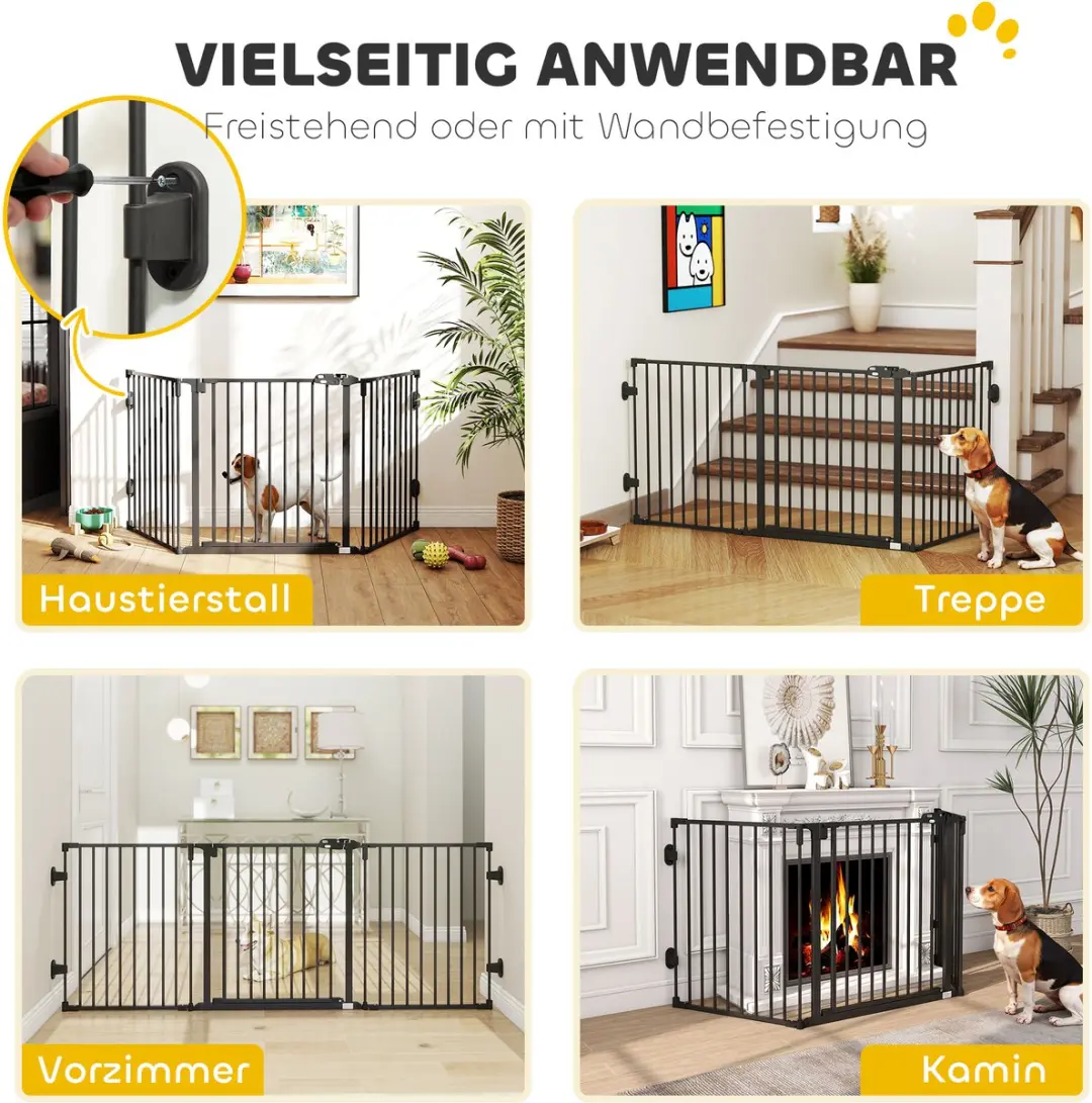 Pawhut Inklapbaar Hondenhek - Zwart