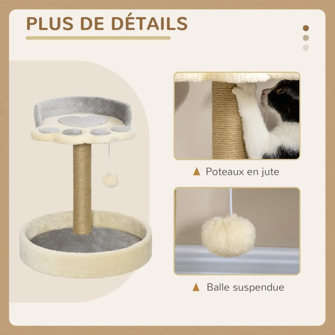 Pawhut Kattenboom Spaanplaat 41x41x44cm - Lichtgrijs