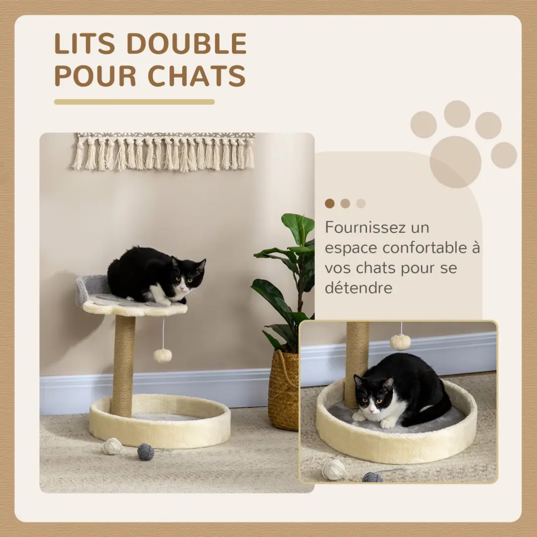 Pawhut Kattenboom Spaanplaat 41x41x44cm - Lichtgrijs