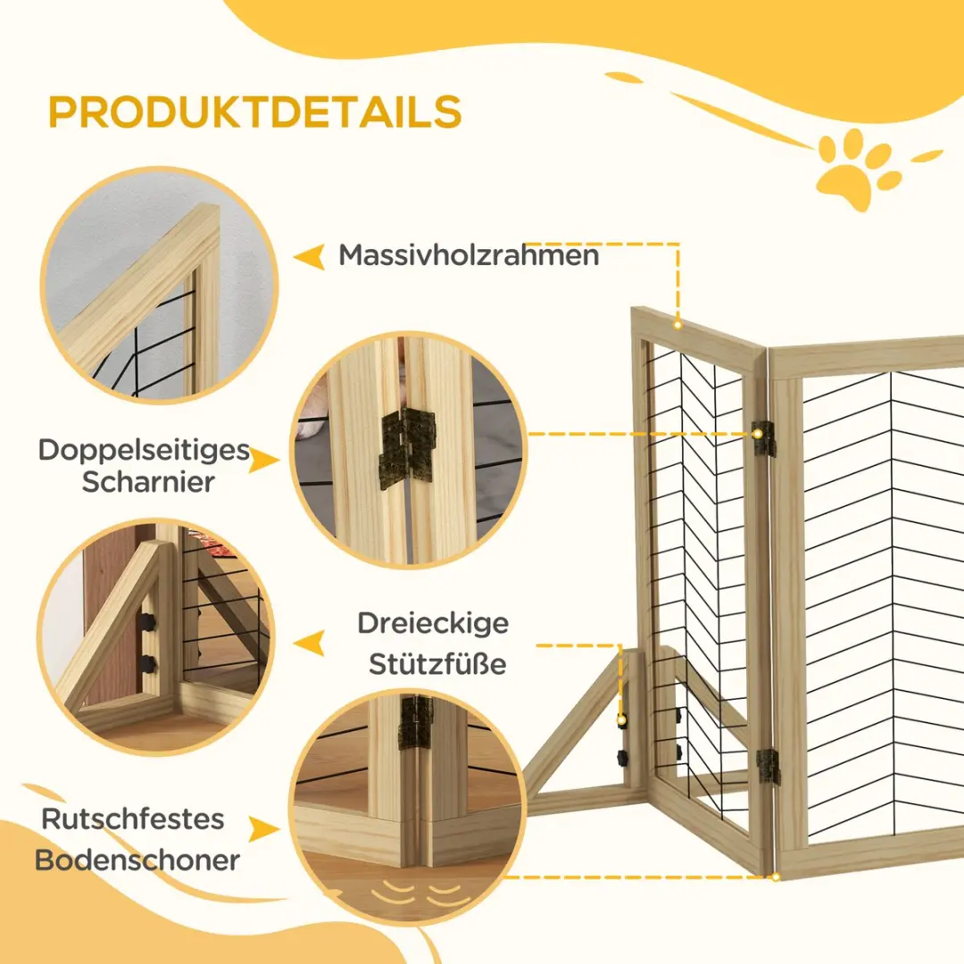 Pawhut Hundetürgitter D06-194V01 - 8 Elementen - Natuur