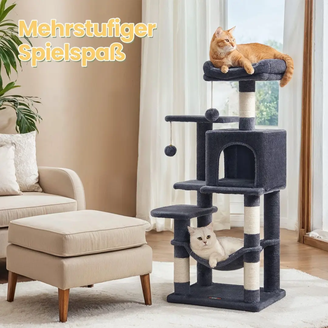 Songmics Krabpaal Kattenboom 5 Niveaus - Rookgrijs