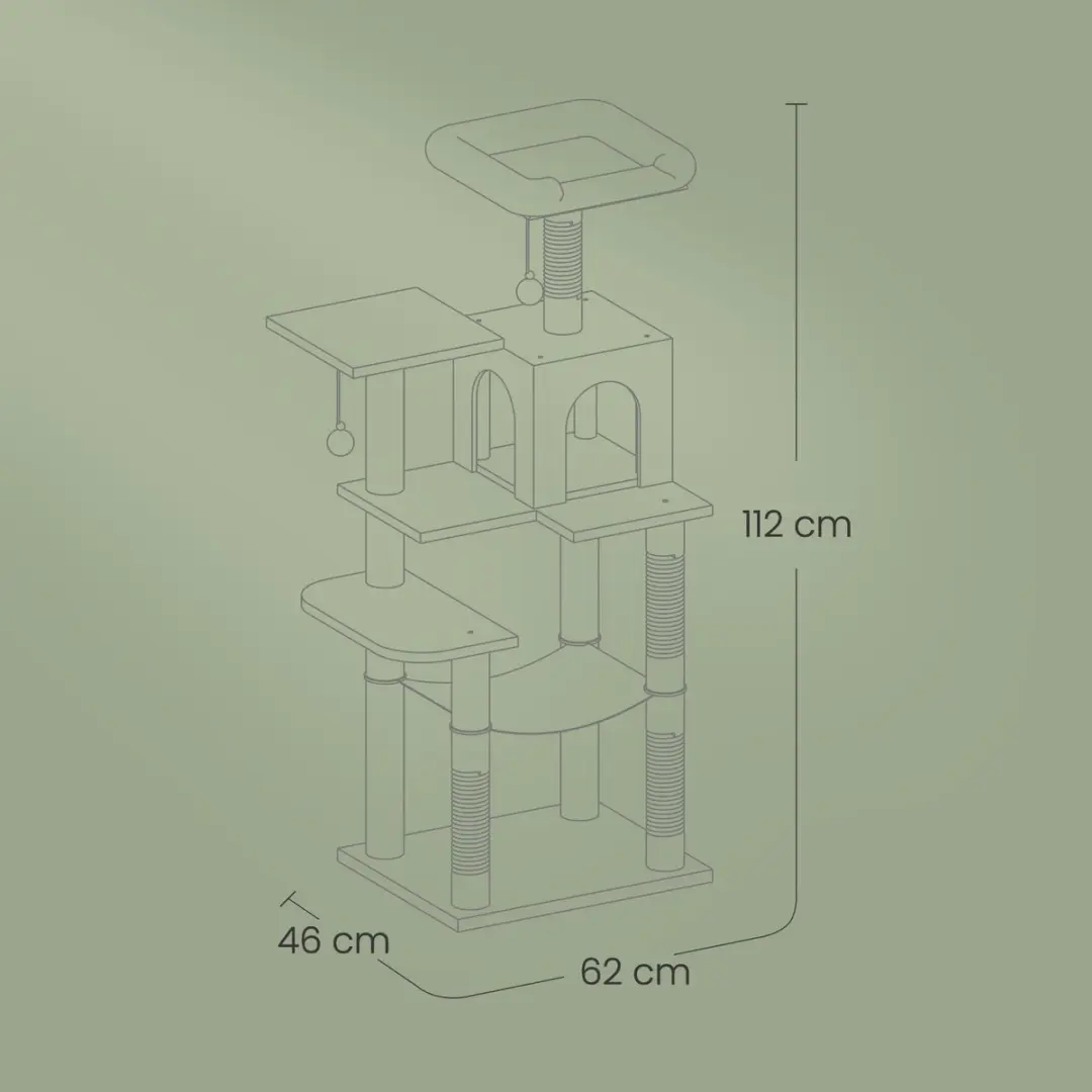 Songmics Krabpaal Kattenboom 5 Niveaus - Rookgrijs
