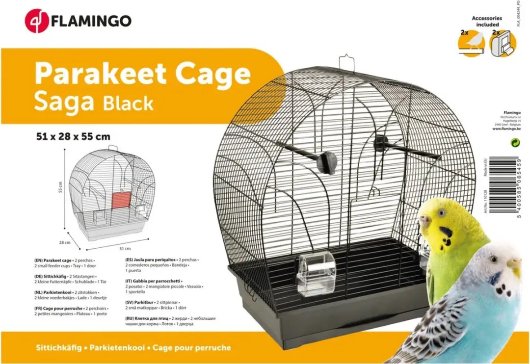Flamingo Vogelkooi Saga - 51x28x55.5cm - Zwart