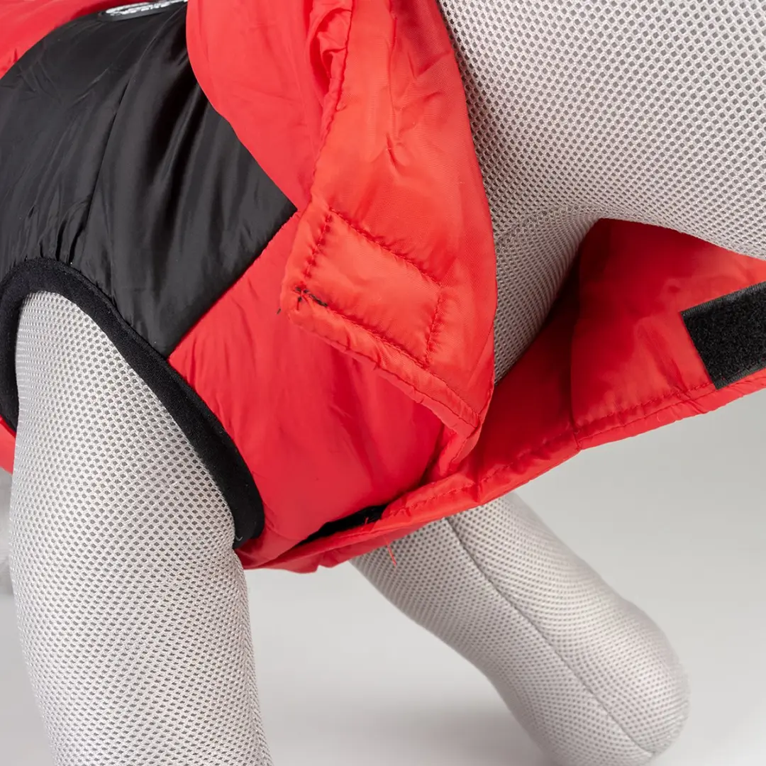 Duvo Dierenkleding Hondenjas Puffer XS - 30cm - Rood/Zwart