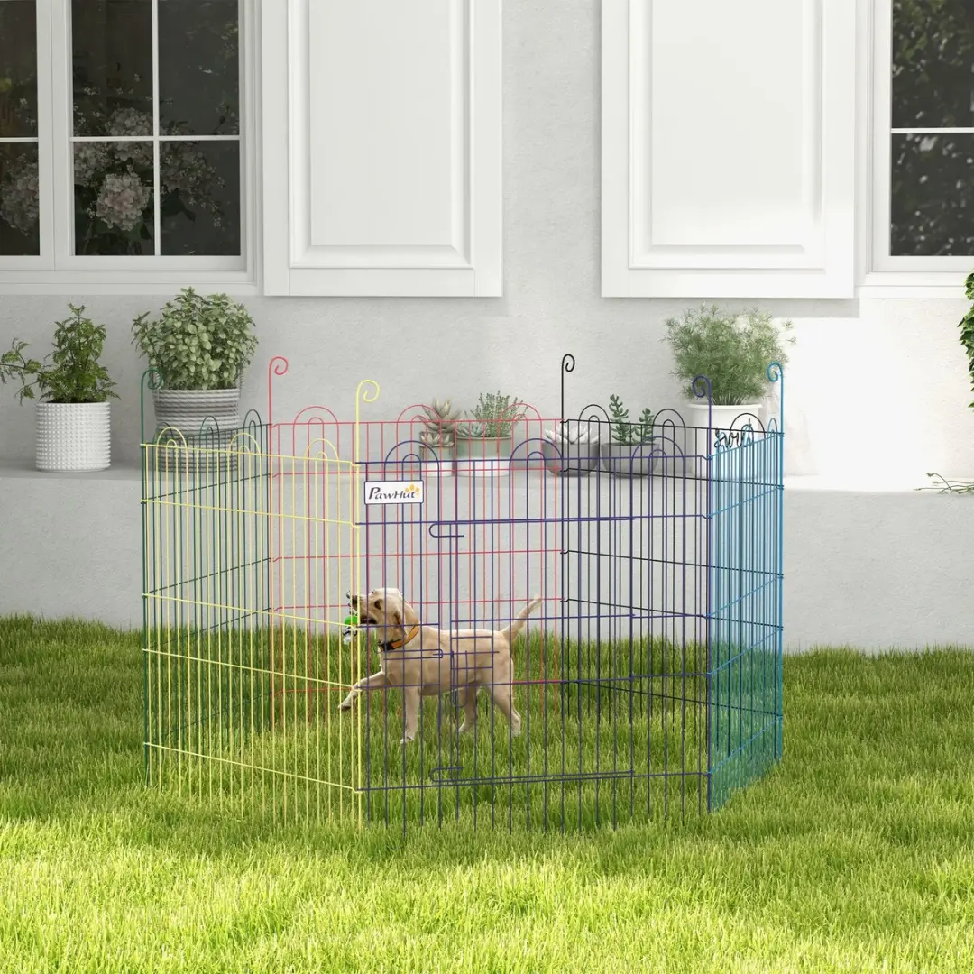 Pawhut Welpenloopstall 6-delig 60cm - Bunt