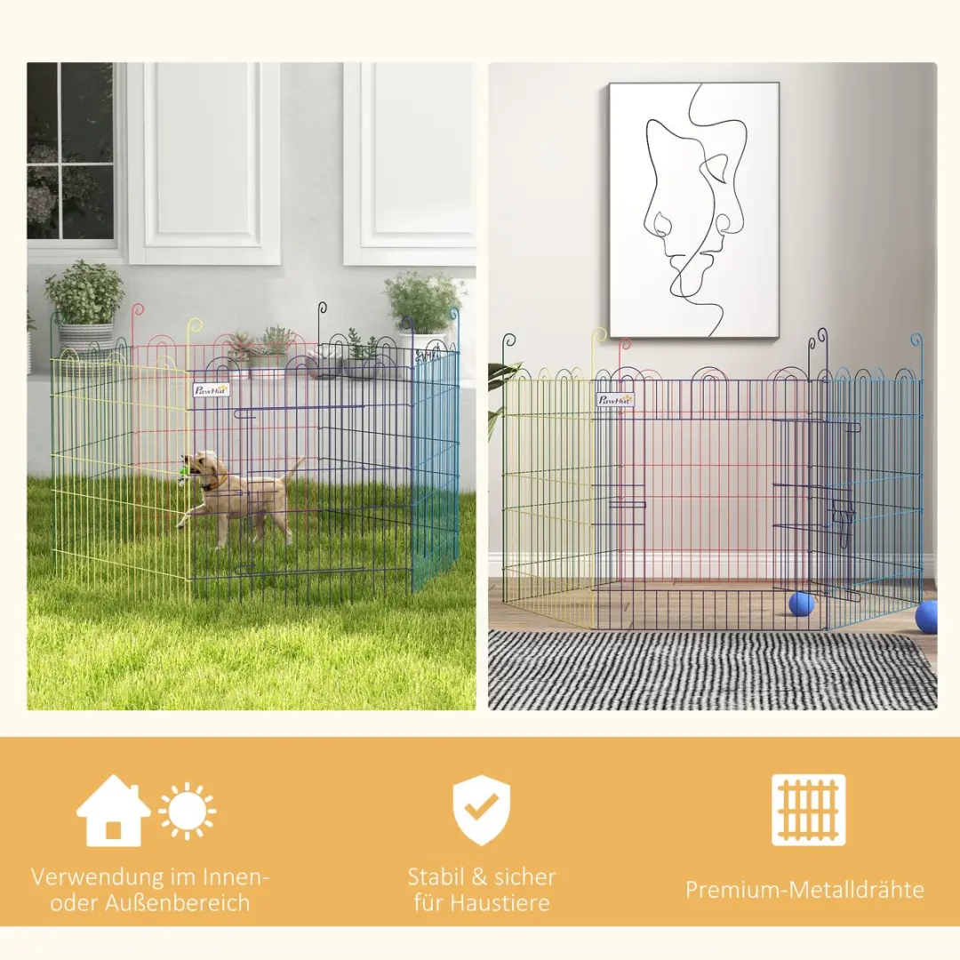 Pawhut Welpenloopstall 6-delig 60cm - Bunt - afbeelding 6 van 6