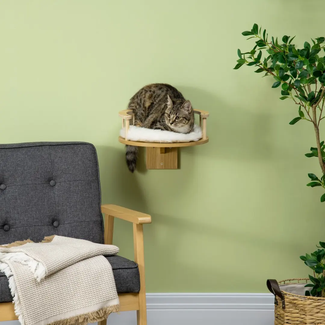 Pawhut Kattenwandplank D30-644V00 - Natur/Weiß