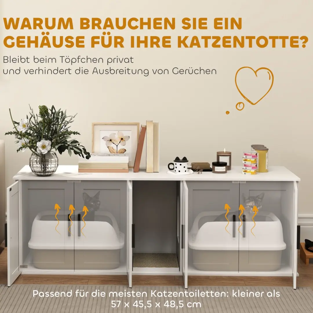 Pawhut Kattenklo-Schrank 145x49x51cm - Wit