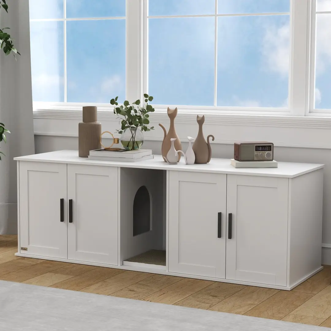 Pawhut Kattenklo-Schrank 145x49x51cm - Wit