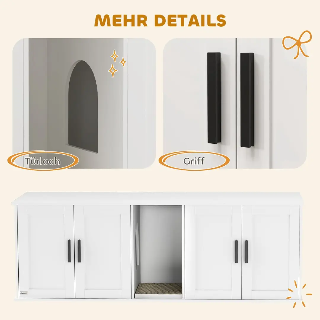 Pawhut Kattenklo-Schrank 145x49x51cm - Wit