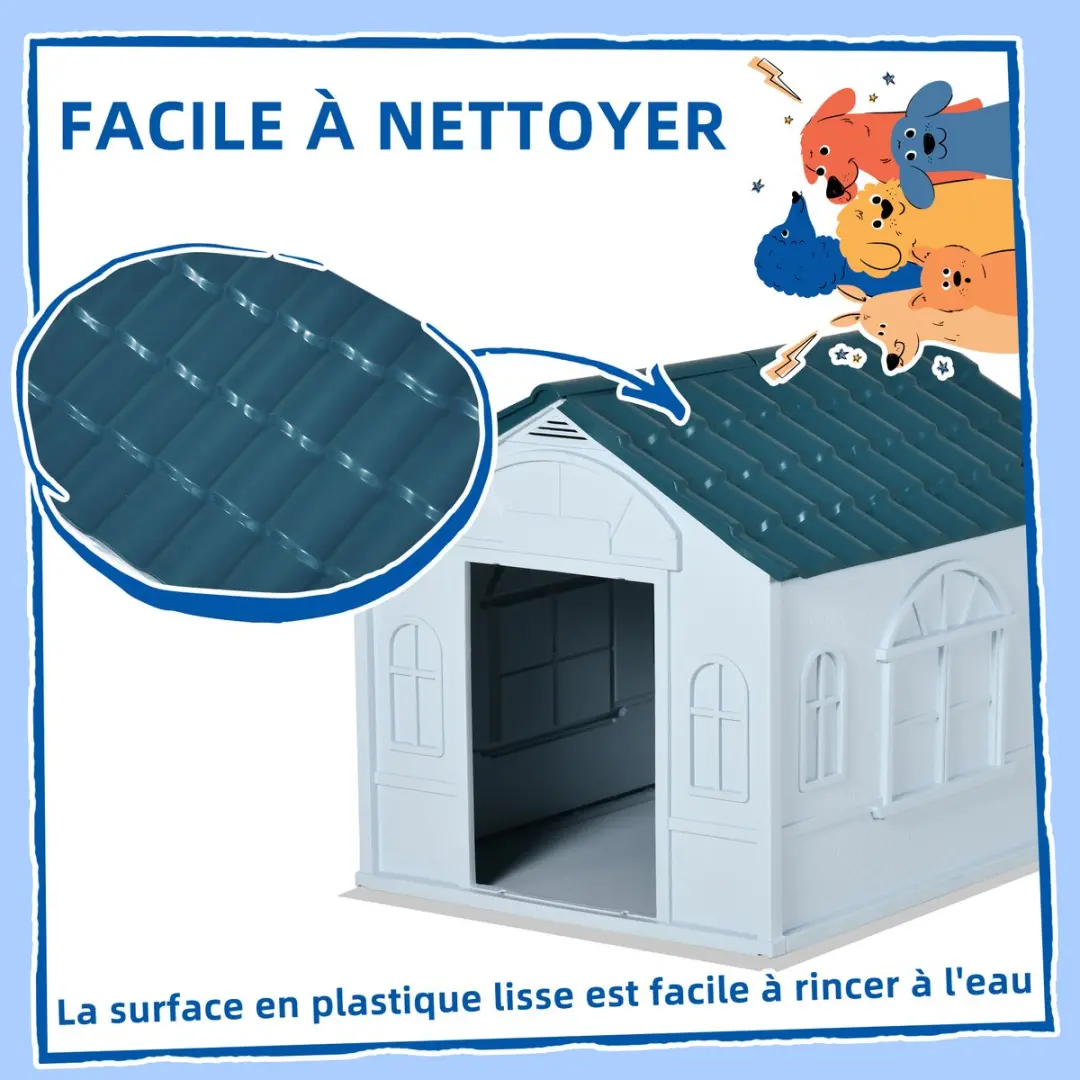 Pawhut Hondenhok 65x75.7x63cm PP - Blauw/Wit