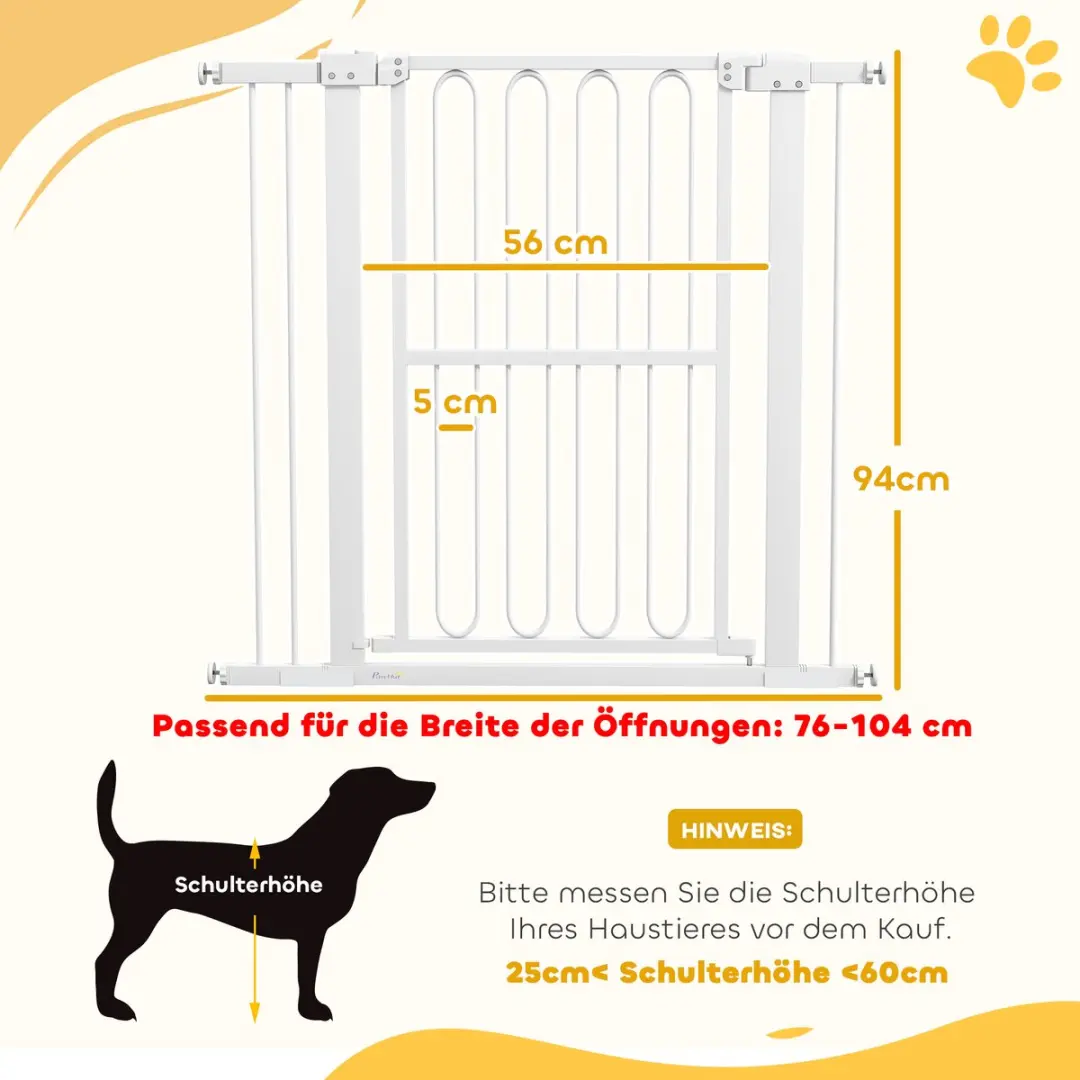Pawhut Treppenschutzgitter 76-104cm - Wit
