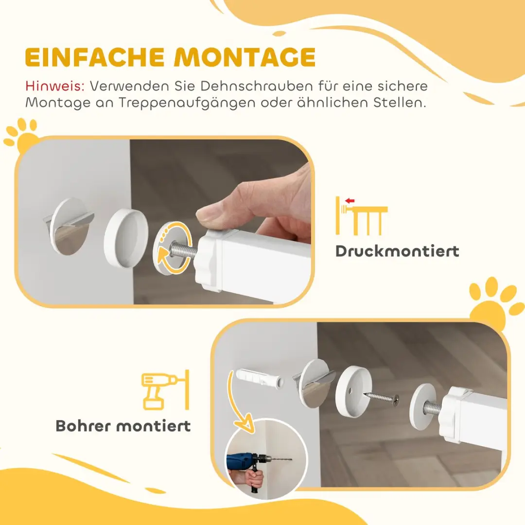 Pawhut Treppenschutzgitter 76-104cm - Wit