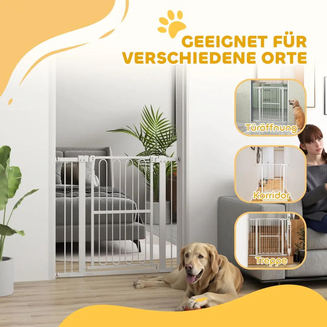 Pawhut Treppenschutzgitter 76-104cm - Wit