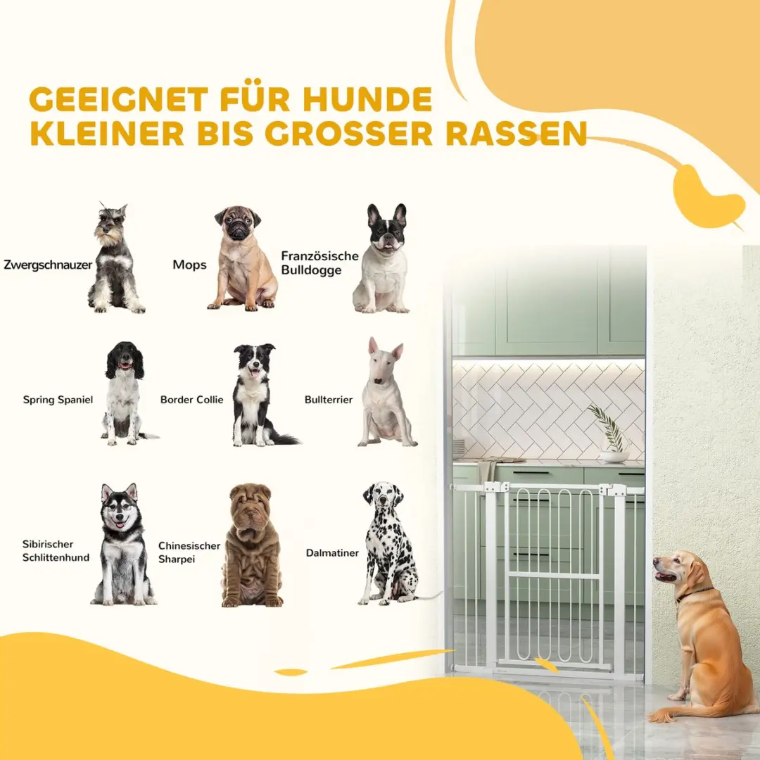 Pawhut Treppenschutzgitter 76-104cm - Wit