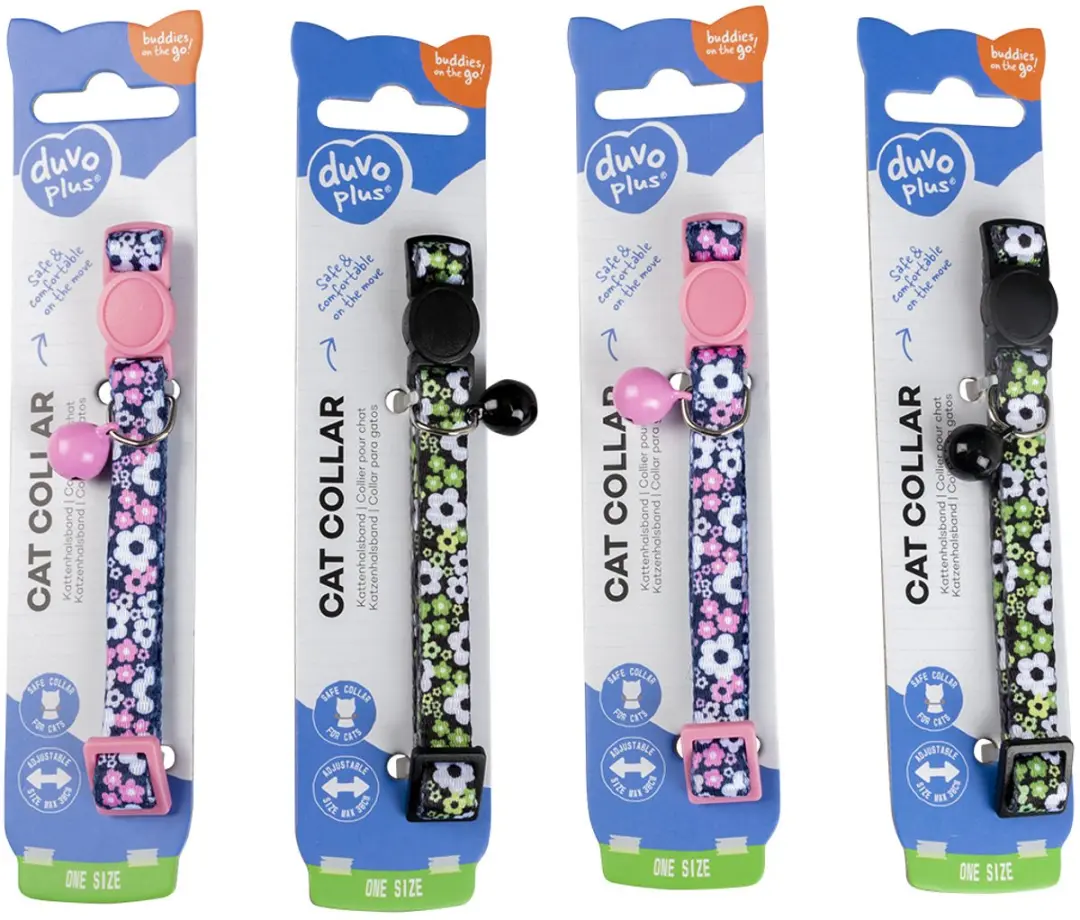 DuvoPlus Kattenhalsband Bloemen Nylon 20-30cm