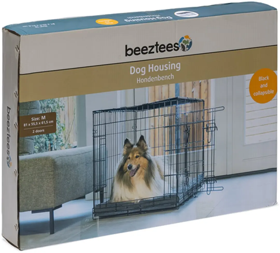 Beeztees Hondenbench M - 2 Deuren - 81x55,5x61,5cm - Zwart - afbeelding 6 van 6