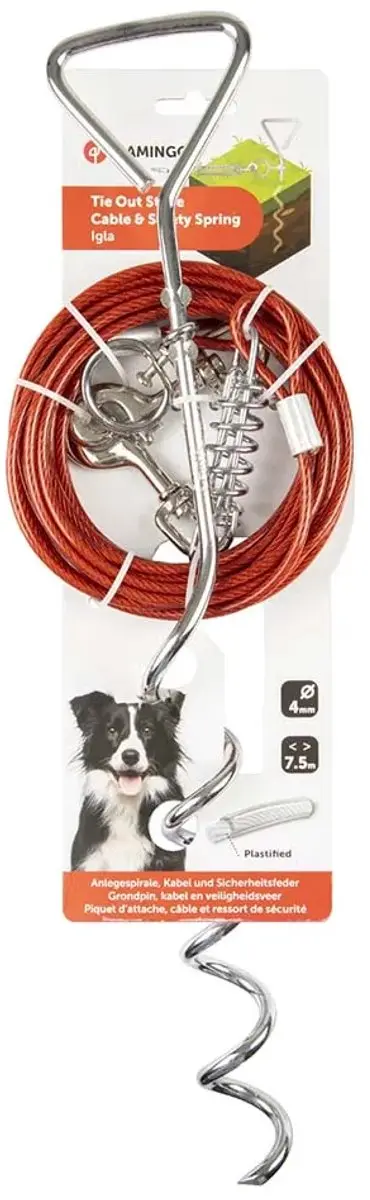 Flamingo Grondpin 7,5m Hondenriem - Rood