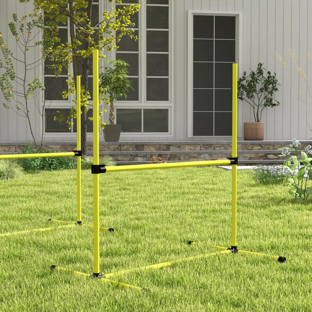 Pawhut Agility-Set Honden 4 Hürden - 99x65x94cm - Geel