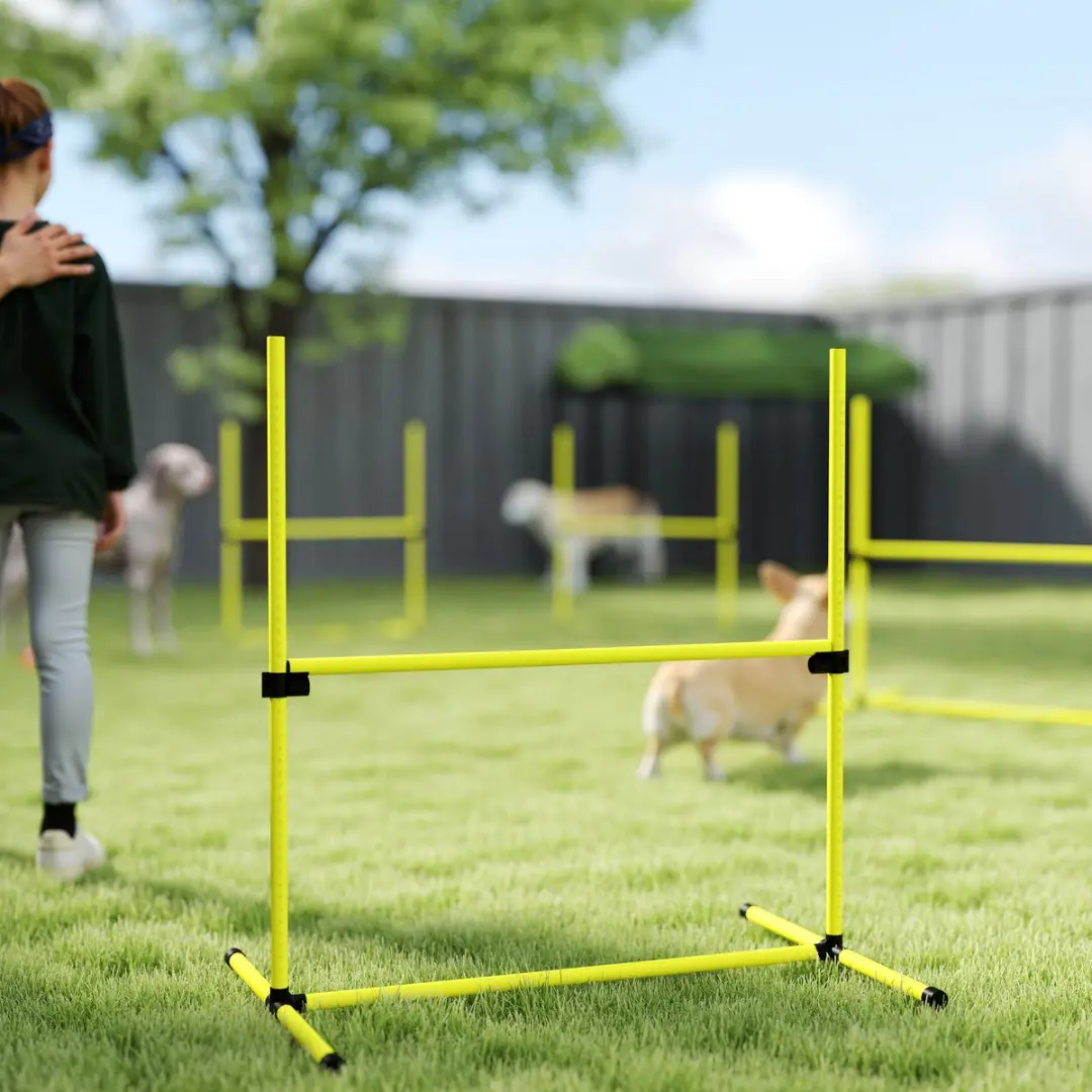 Pawhut Agility-Set Honden 4 Hürden - 99x65x94cm - Geel