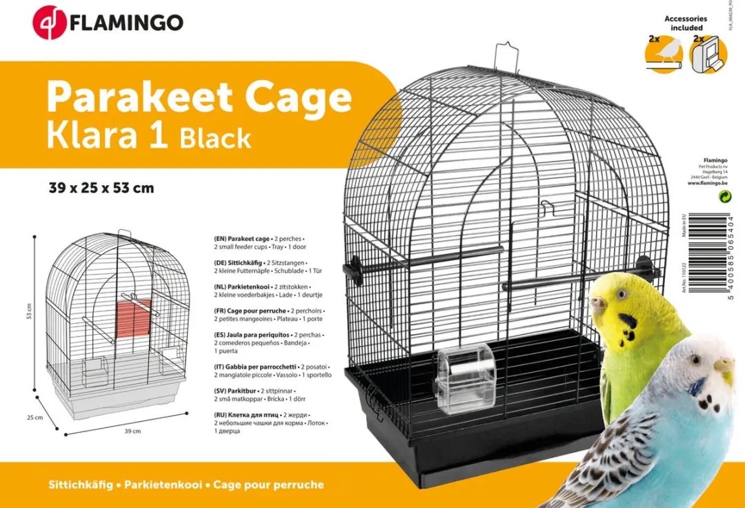 Flamingo Vogelkooi Klara 1 - Zwart - 39x25x53cm