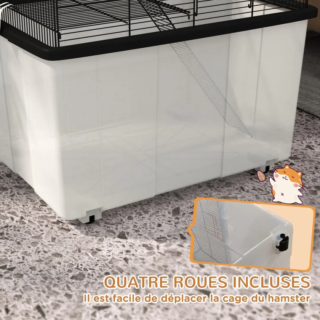 Pawhut Hamsterkooi 57x43x57cm - Zwart