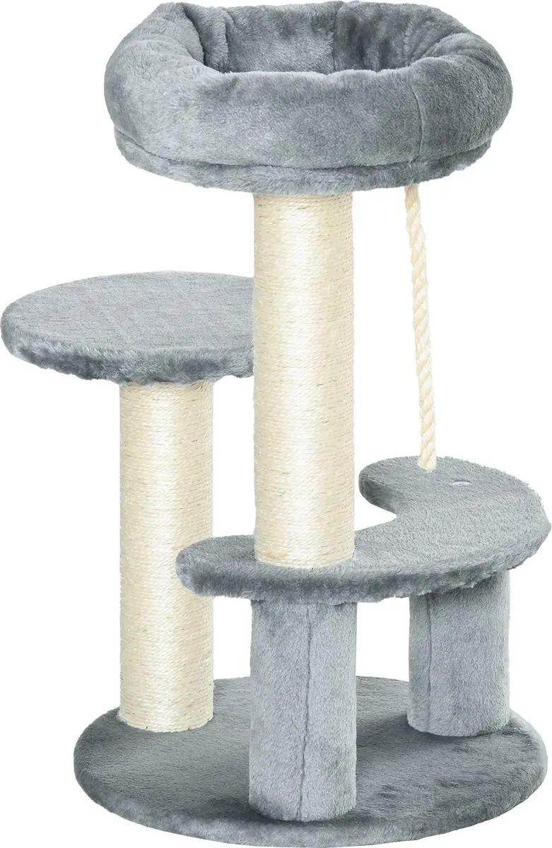 Pawhut Kattenkrabboom D30-202 - 3 Niveaus - 3 Ligplekken - Ø40cm
