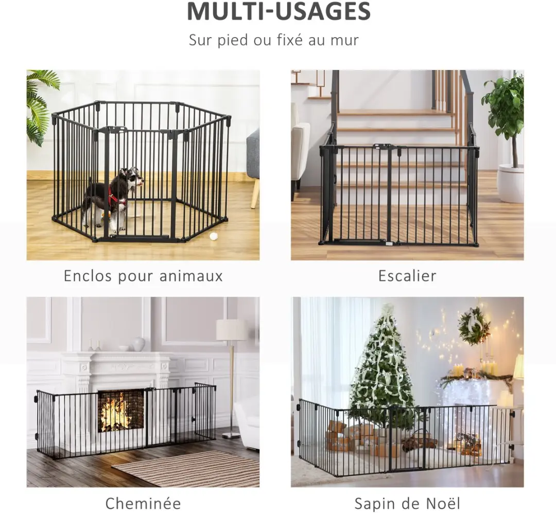 Pawhut Huisdierenspeelpen Staal 362,5x2x76cm - Zwart