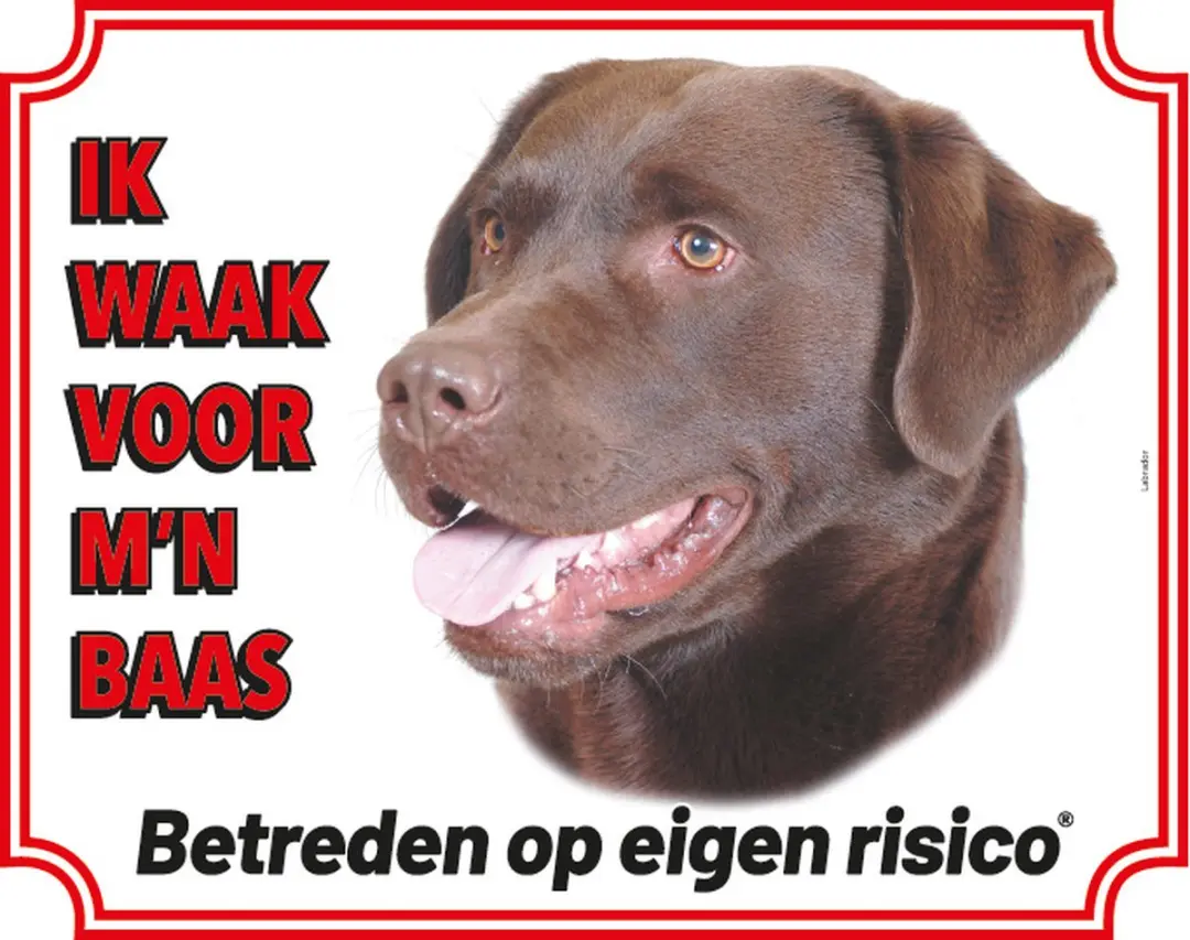 Flamingo Waakbord Labrador Bruin 20x25cm