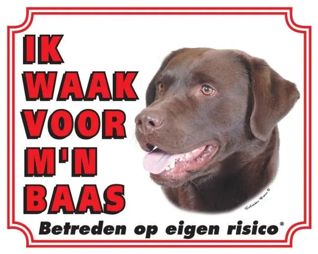 Flamingo Waakbord Labrador Bruin 20x25cm