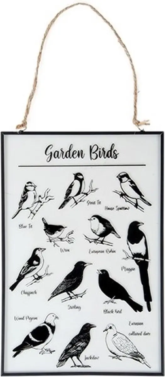 Esschert Design Glazen Prent Tuinvogels 20x30cm