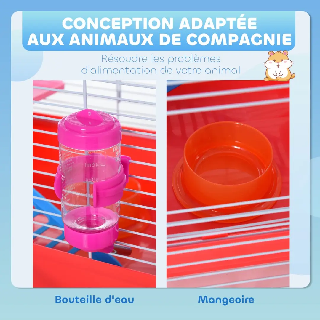 Pawhut Hamsterkooi Metaal 47x30x27cm Wit - afbeelding 6 van 6