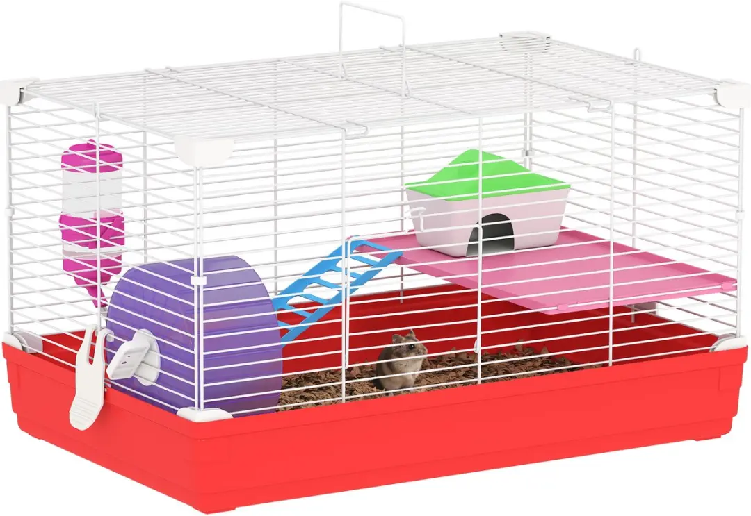 Pawhut Hamsterkooi Metaal 47x30x27cm Wit
