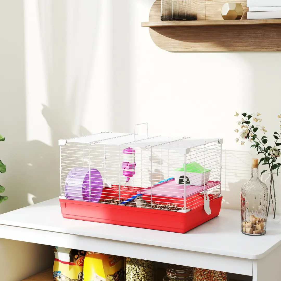 Pawhut Hamsterkooi Metaal 47x30x27cm Wit