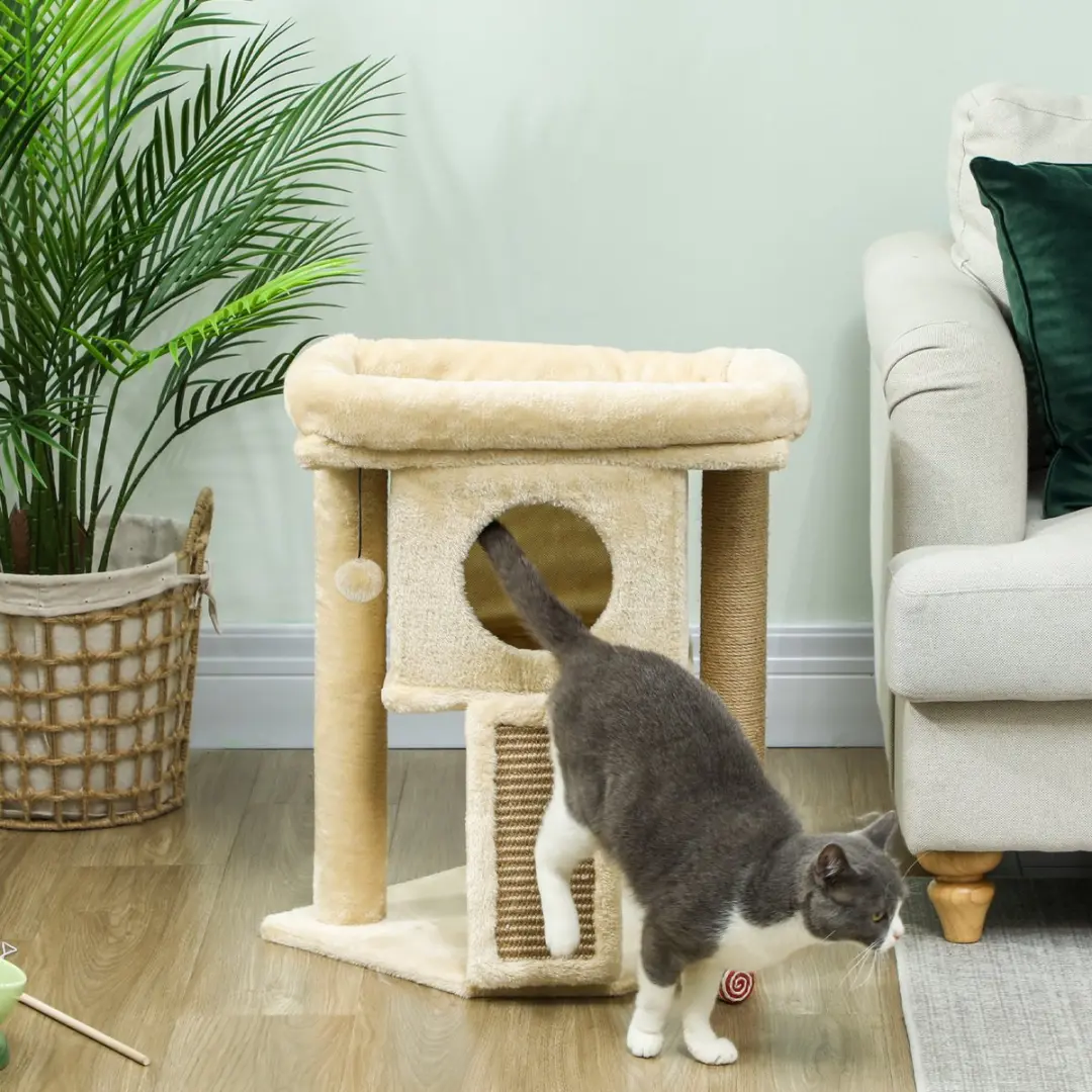 Pawhut Kratzbaum Krabpaal Beige - 2 Ligplekken