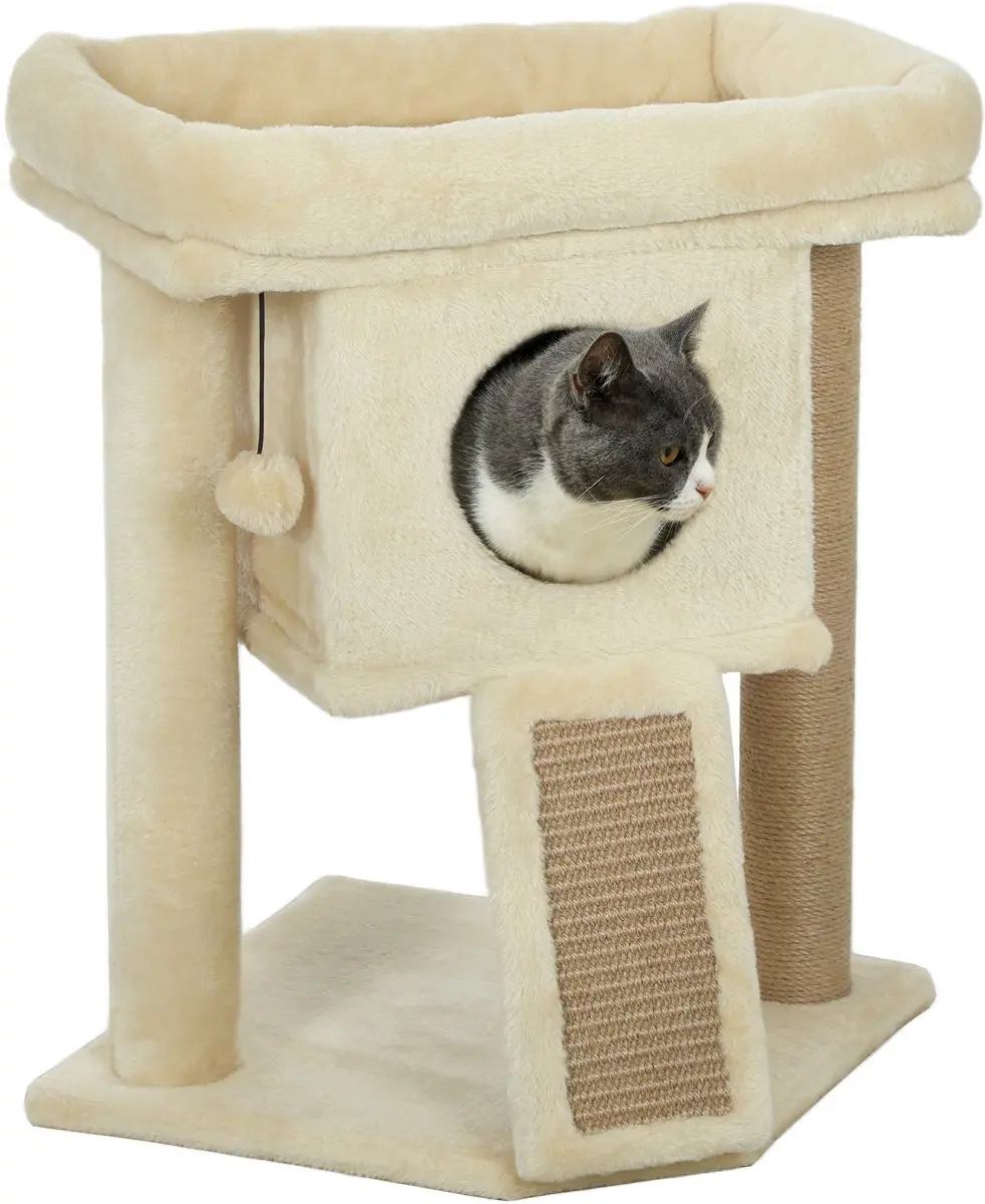 Pawhut Kratzbaum Krabpaal Beige - 2 Ligplekken